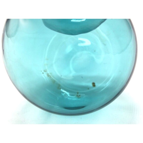 Dimpled Bulb Vase Hand Blown Art Glass Sweden MCM  Aqua Blue - Picture 14 of 16
